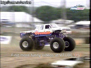 Monster truck gets smashed to pieces! CRAZY!