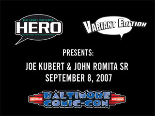 Joe Kubert & John Romita, Sr sketch for The Hero Initiative