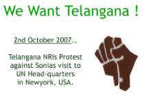 Telangana NRIs Protest Sonias visit to UN