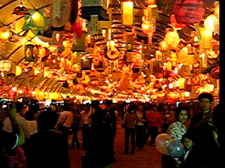 Arched walkway of lanterns