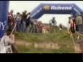 Two Bikers Wipe Out at Finish Line