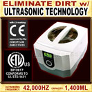 Ultrasonic Cleaner 1,400ml Tank Capacity