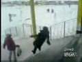 Woman Falls Down Icy Stairs