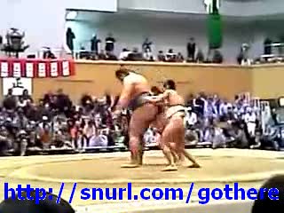 Fat sumo wrestler fights little kids