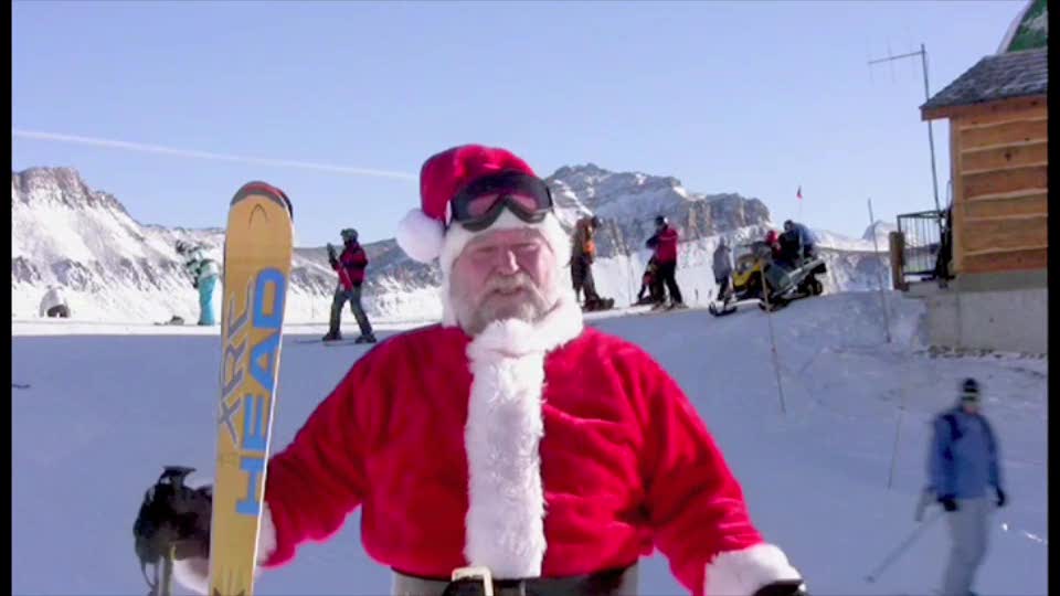 Santa spotted skiing in Banff National Park