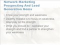 Network Marketing Prosepcting and Leads Generation Gems