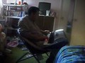 My dad playing mugi's keyboard