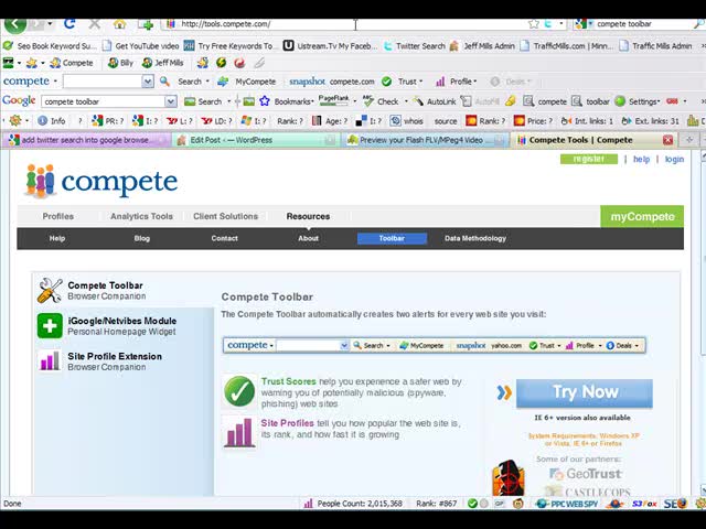 Free Firefox  Video #2 of 11: Using the compete toolbar