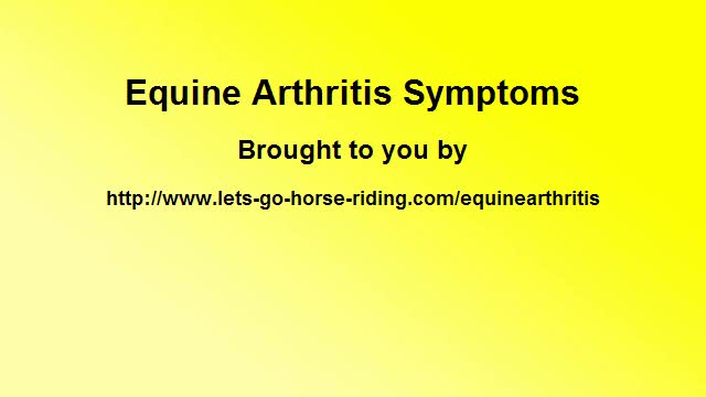Equine Arthritis Symptoms