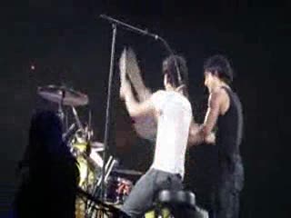 Joe and Nick killing the drum set - last world tour date