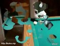 Smart dog plays pool