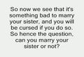 Marrying sisters?
