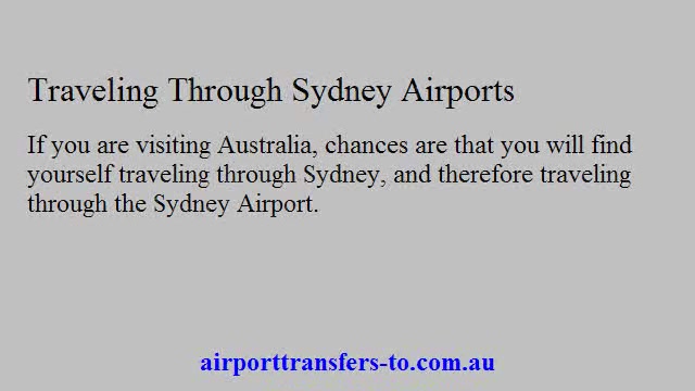 Sydney Airports Transfers To All Areas