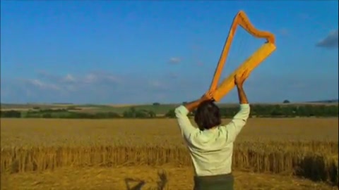 Harpist Peter Sterling in a crop circle