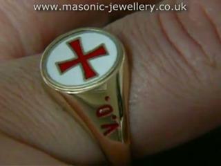 Masonic Ring - Reversible English Knights Templar Gold DAJ107