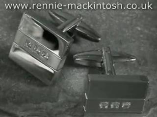 Chrome plated Charles Rennie Mackintosh cufflinks DWA241