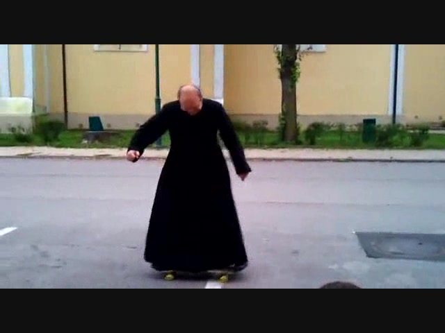 Cool Priest Teaches Skateboarding