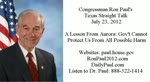 Ron Paul's Texas Straight Talk: Lesson From Aurora: Gov't Cannot Protect Us From All Harm 