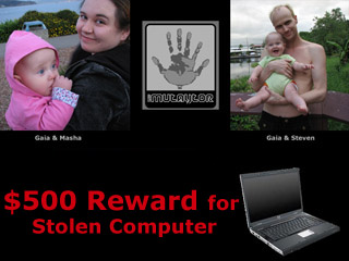 $500 Reward for Stolen Computer