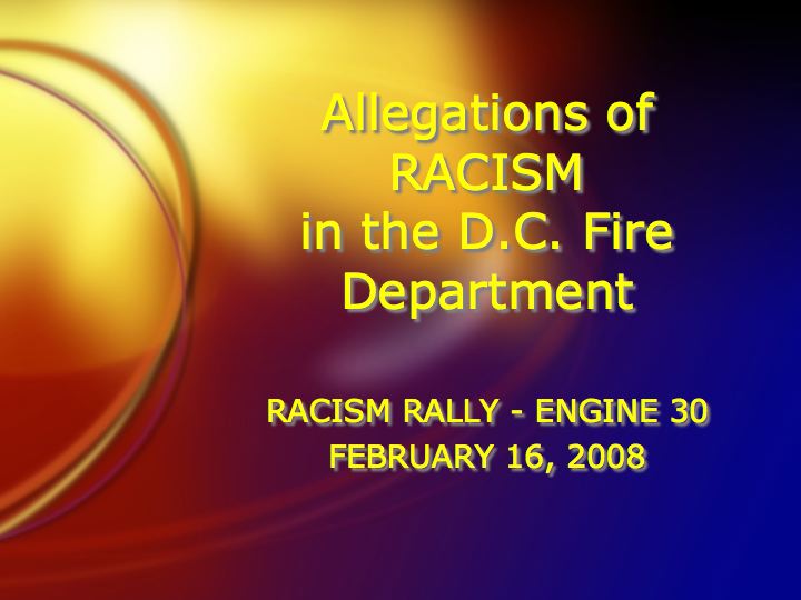 Allegations of Racism in DC Fire Department