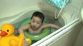 swimming in the bath tub