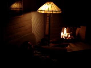 Patrick sleeping by the fire