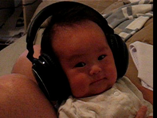 Baby with headphone