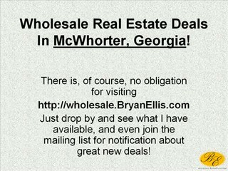 McWhorter Wholesale Real Estate Deals from Bryan Ellis