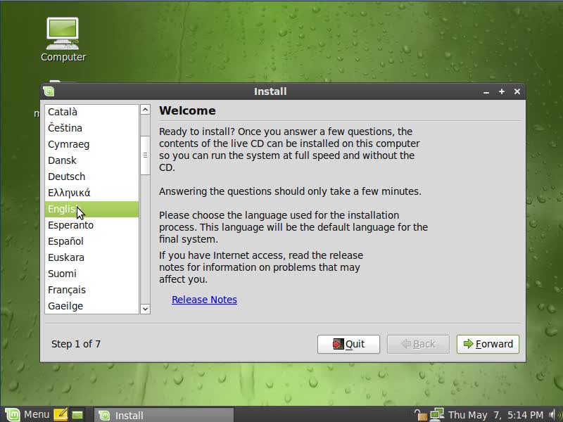 Linux Mint 7 - Installation