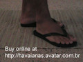 A Brazilian Model wearing Havaianas Navy Sandals Flip Flops